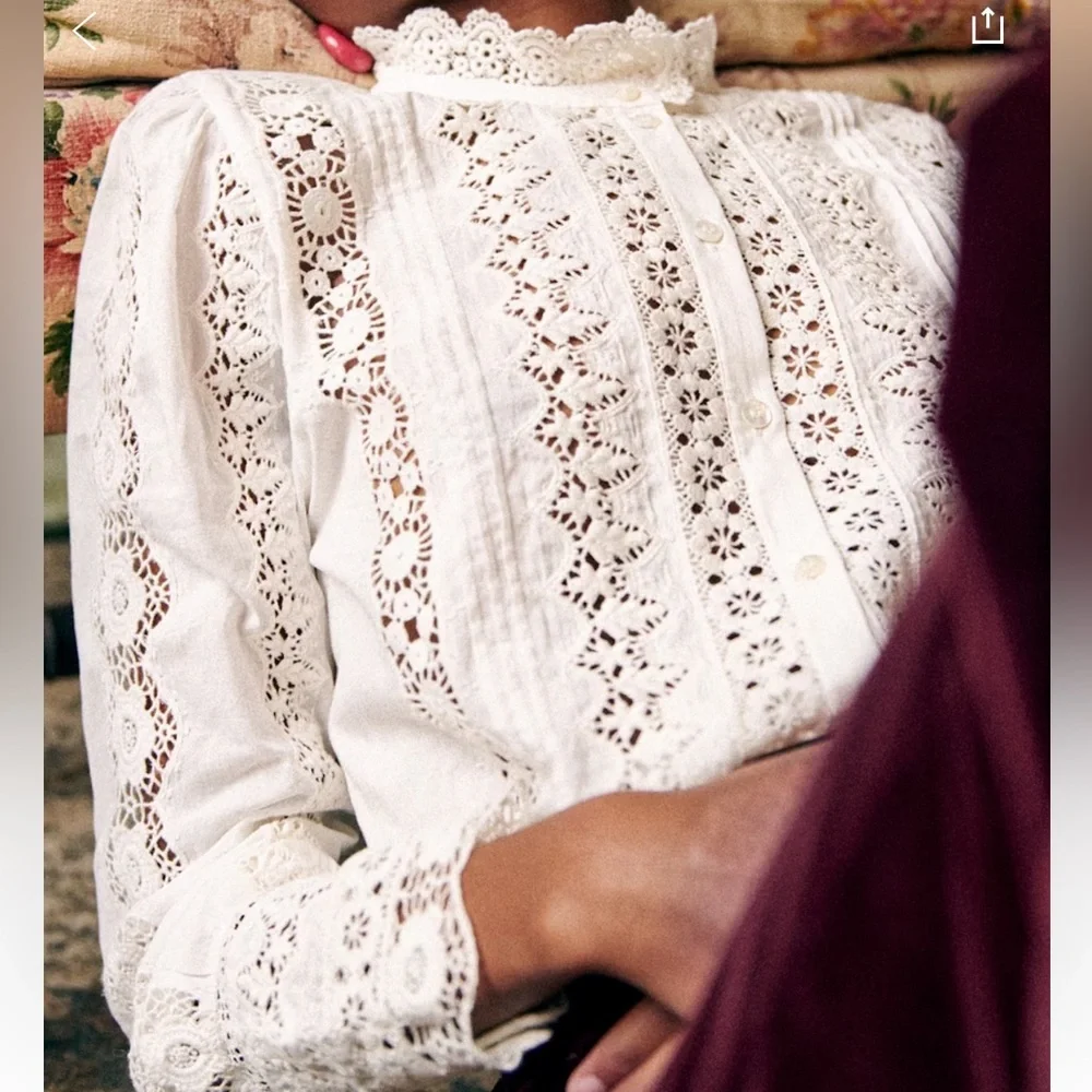 Sezane Rym Blouse in Ecru - Picture 2 of 11
